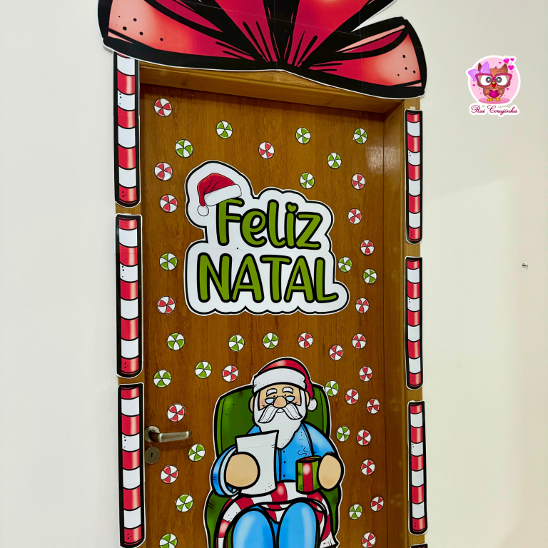 Decoração de porta Papai Noel