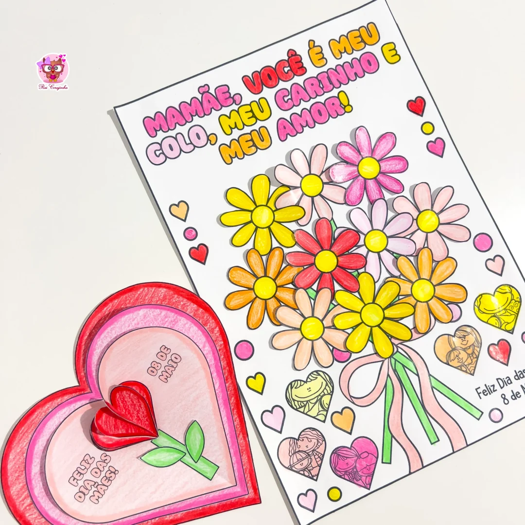 CARTÕES PARA COLORIR DIA DAS MÃES