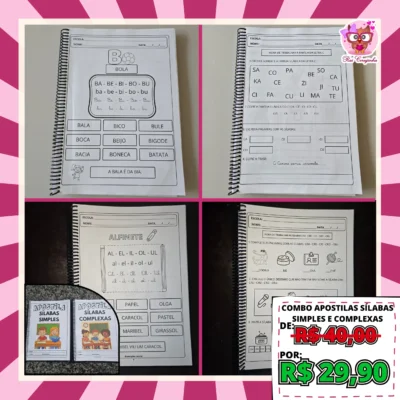 Rai Corujinha Recursos 28 COMBO APOSTILAS SÍLABAS SIMPLES E COMPLEXAS