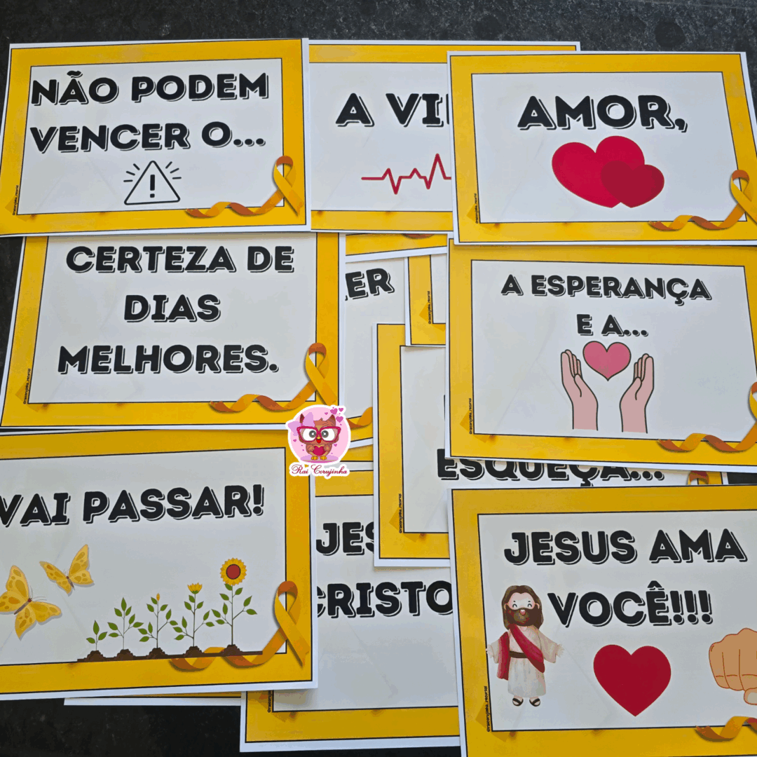 Rai Corujinha Recursos 6 PLAQUINHAS SETEMBRO AMARELO