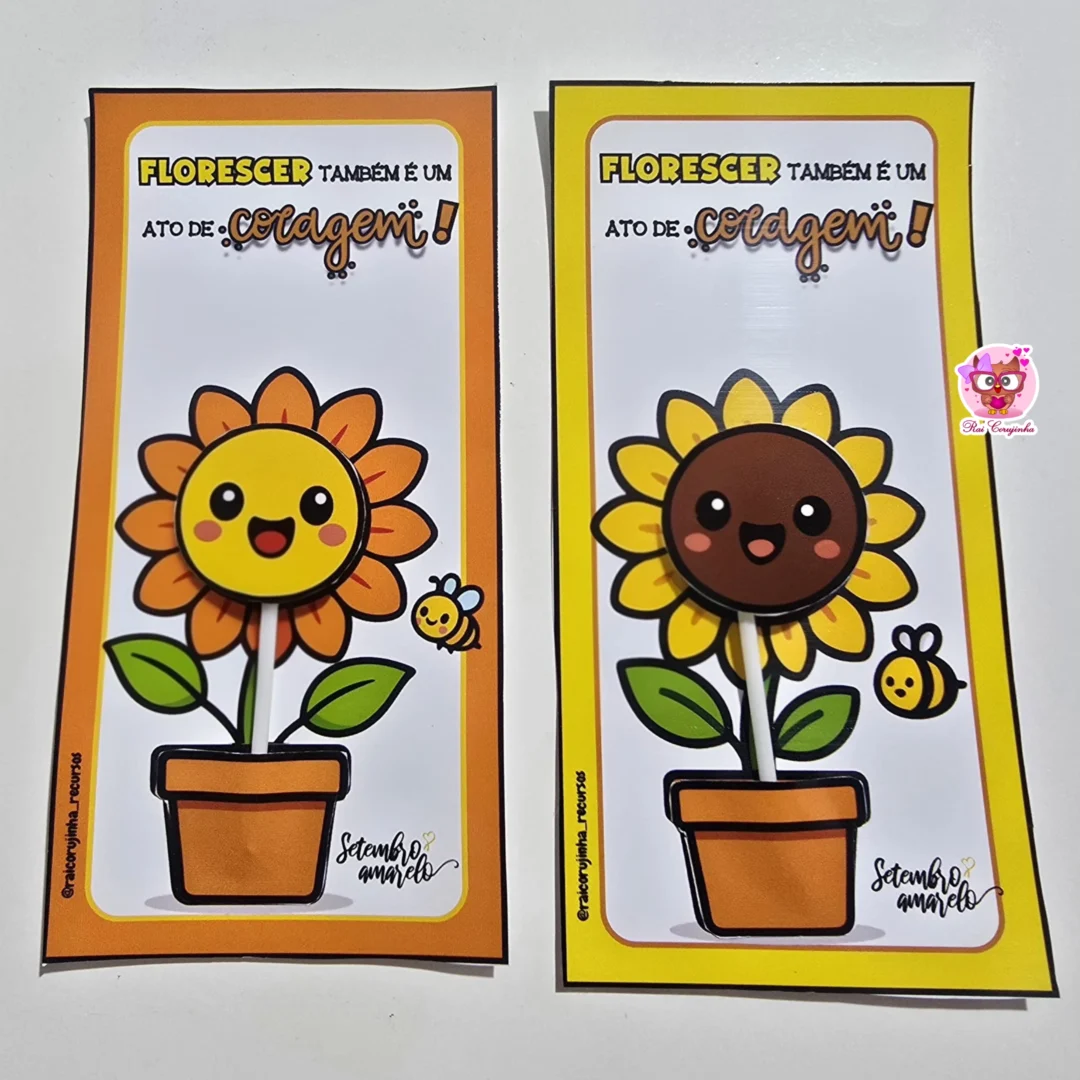Rai Corujinha Recursos 9 CARTÃO SETEMBRO AMARELO FLORESCER