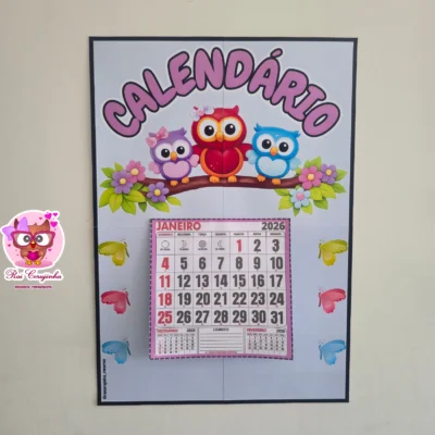 Rai Corujinha Recursos 22 CALENDÁRIO DE PAREDE CORUJA 2026