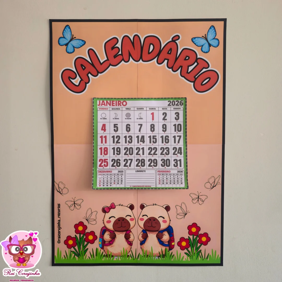 CALENDÁRIO DE PAREDE CAPIVARA 2026