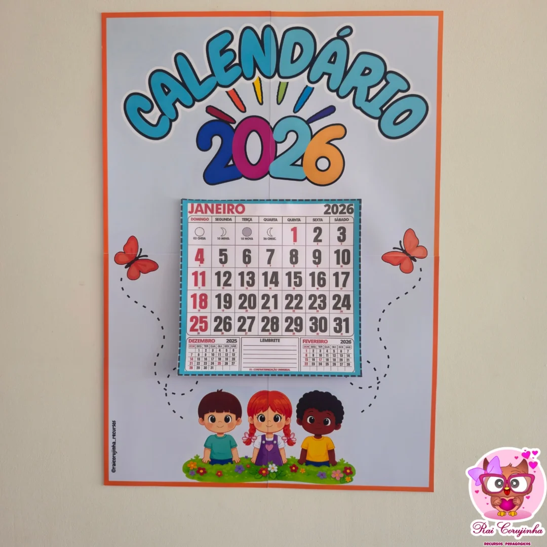 CALENDÁRIO DE PAREDE CRIANÇAS 2026