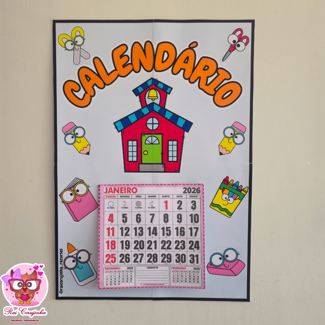 CALENDÁRIO DE PAREDE ESCOLA 2026