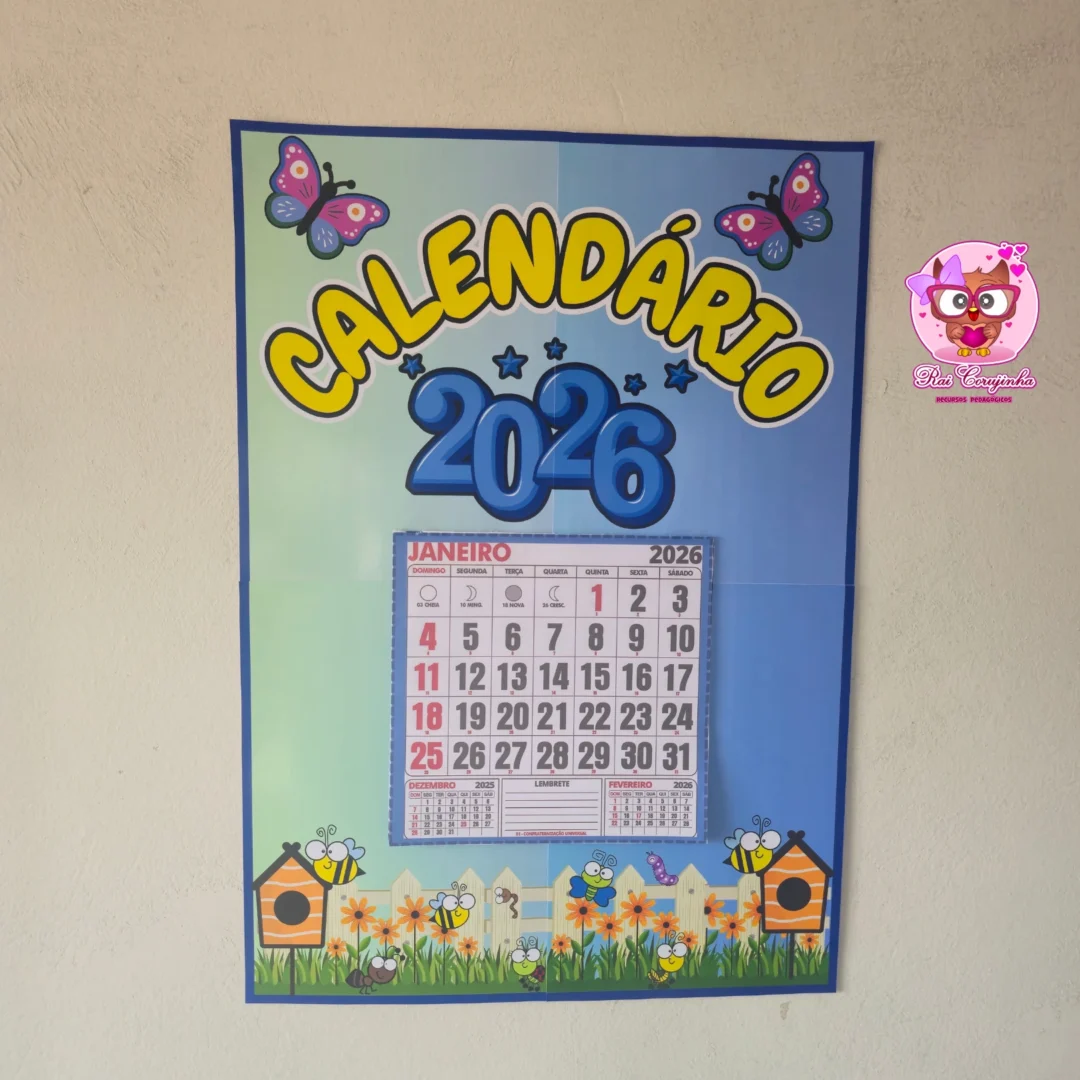 CALENDÁRIO DE PAREDE JARDIM 2026