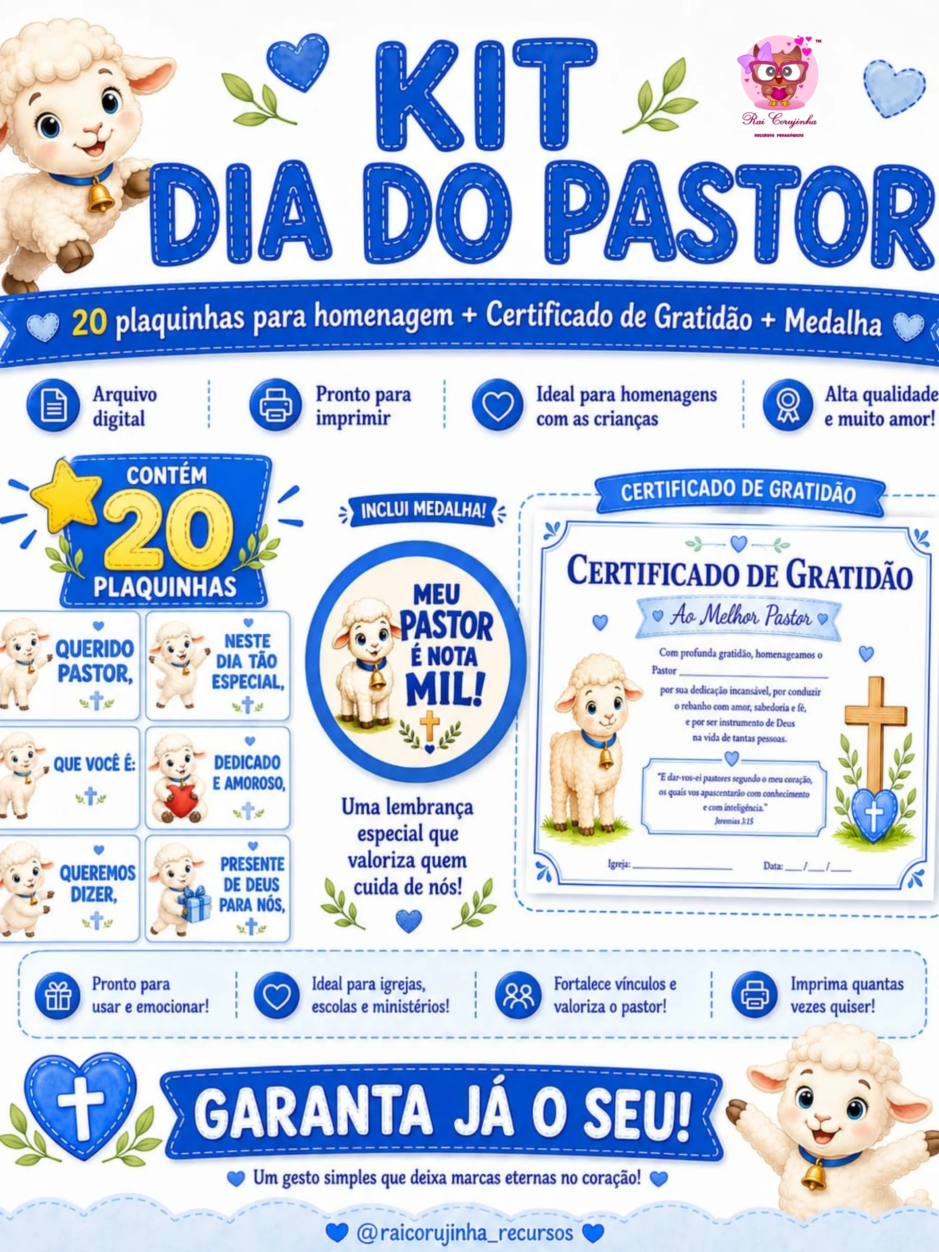 PLAQUINHAS DIA DO PASTOR 2 PLAQUINHAS DIA DO PASTOR