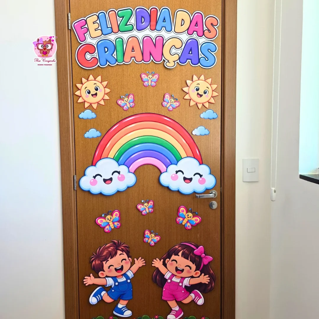Rai Corujinha Recursos 13 DECORAÇÃO DE PORTA ARCO-ÍRIS – DIA DAS CRIANÇAS