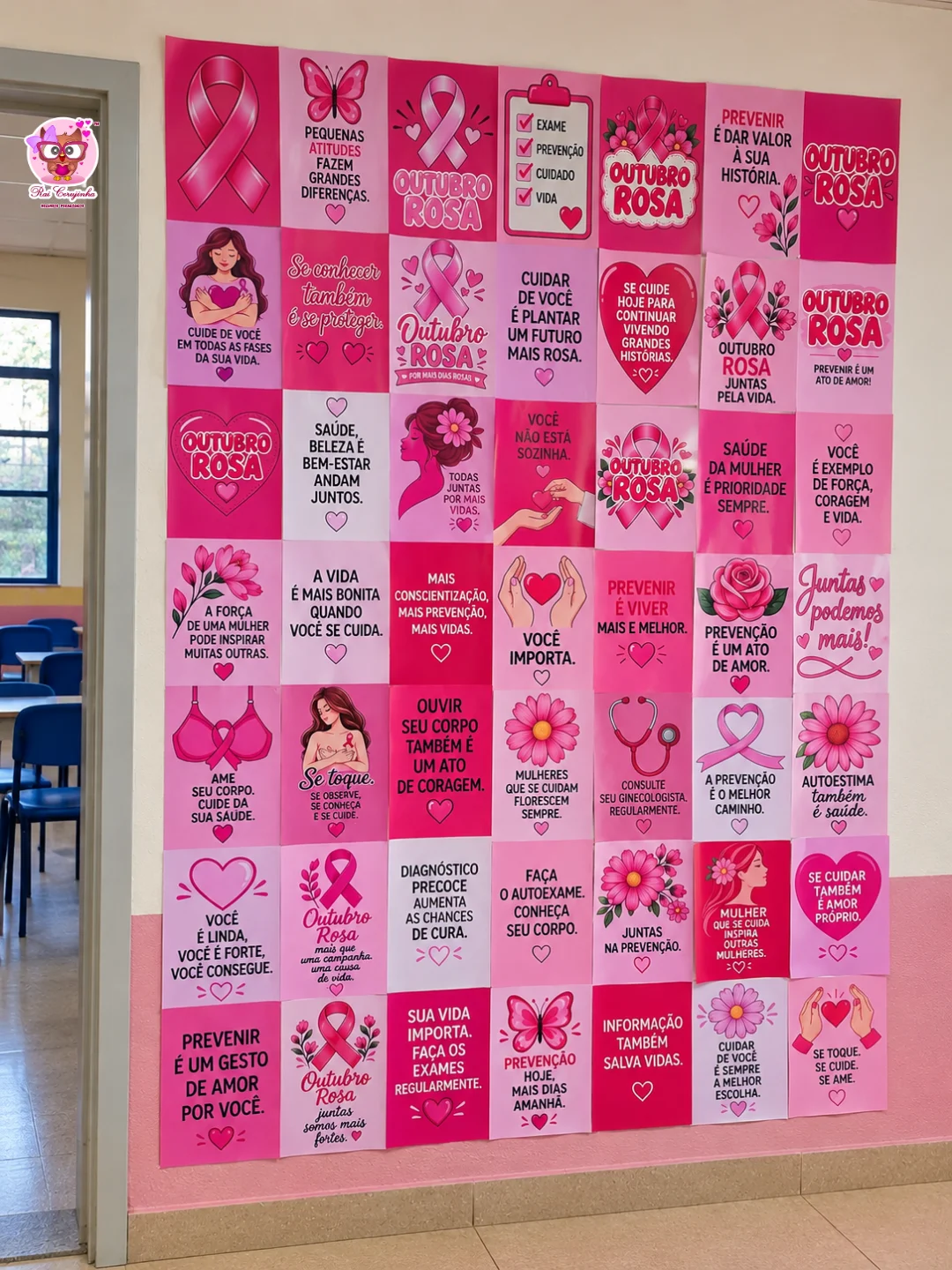 COMBO COMPLETO OUTUBRO ROSA (7 materiais) 2 PAREDÃO PARA FOTOS – OUTUBRO ROSA