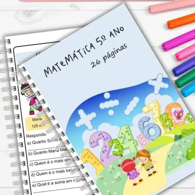 Caderno de atividades matemáticas volto para os alunos do 5.º ano do ensino fundamental.