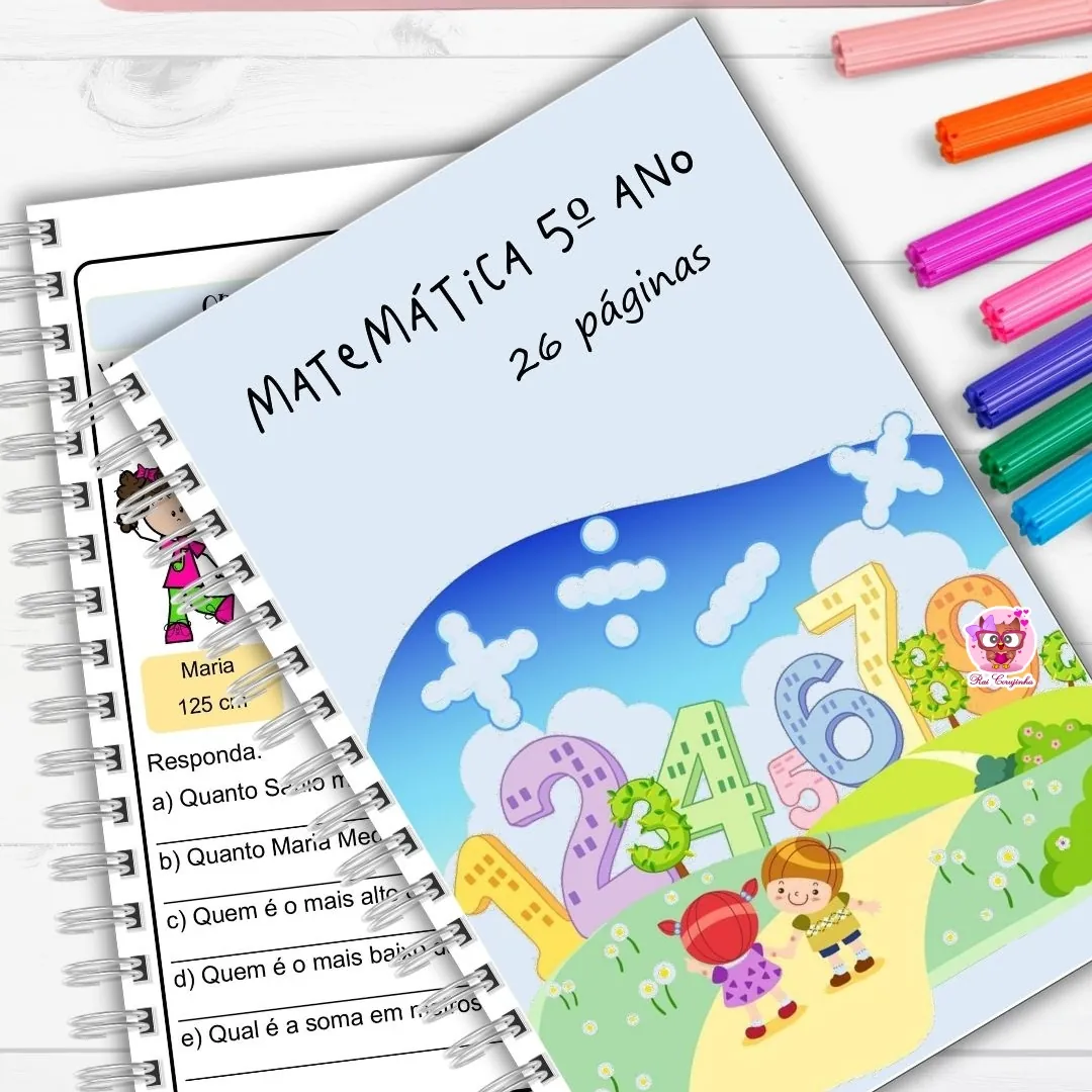 Caderno de atividades matemáticas volto para os alunos do 5.º ano do ensino fundamental.