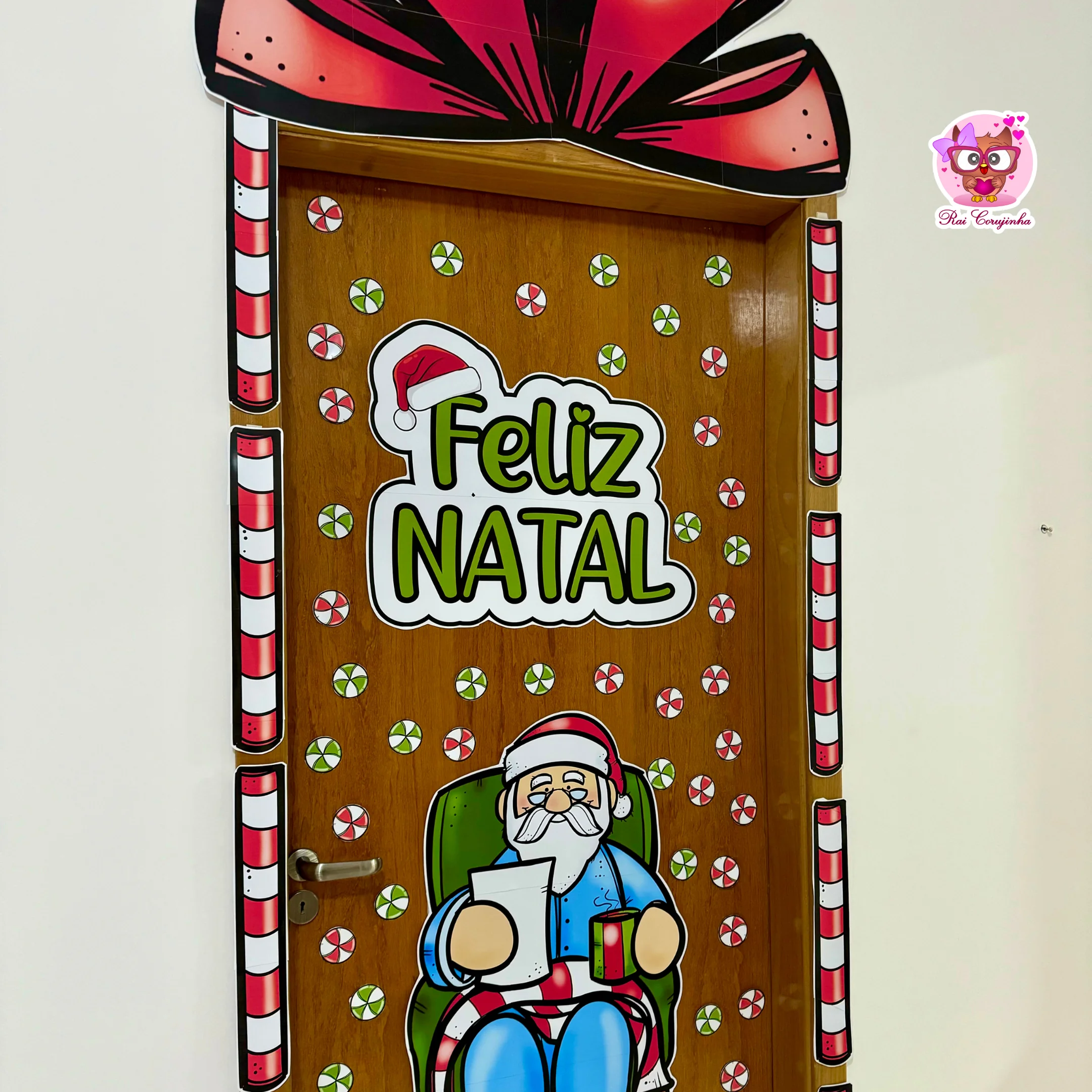 Decoração de porta Papai Noel 1 Decoração de porta Papai Noel